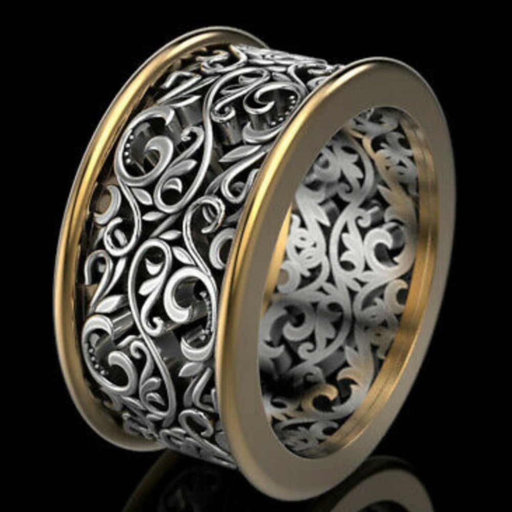 New Sterling silver and 18k gold plated Unique Band Ring - Picture 2 of 3